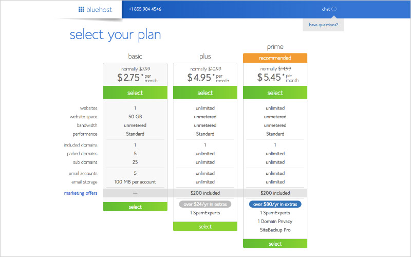 Select Your Hosting Plan