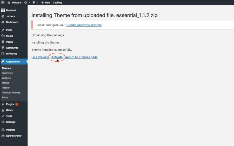 Step 3 - Activate Blog Theme